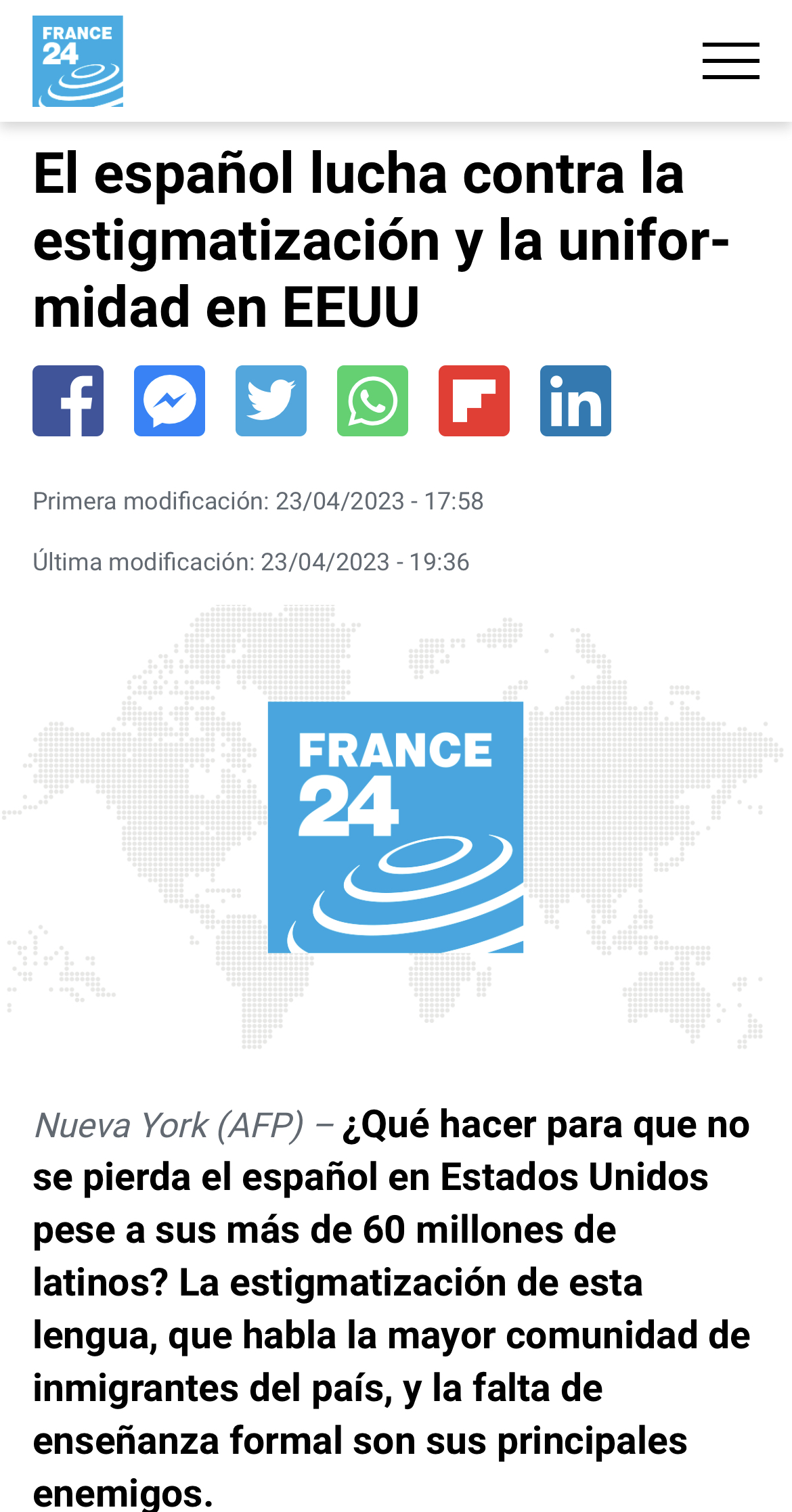 Ana Schein mención en France 24